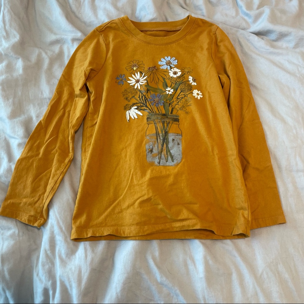 Kids Mustard Yellow Shirt With Flowers